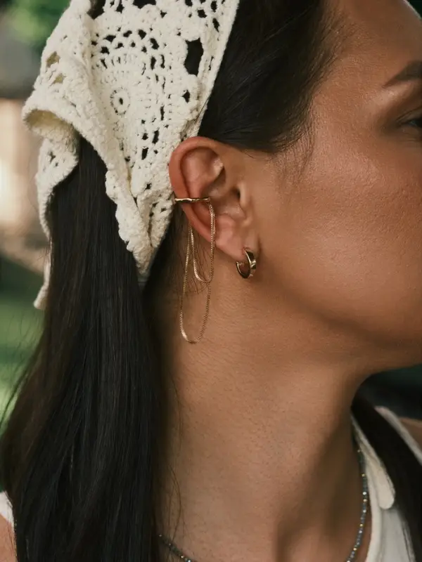 Набор серьги и каффы 4 шт. "Минимализм" водопад, цвет золото