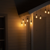 Гирлянда &laquo;Ретро белт-лайт&raquo; со свесами 10 и 20 см, 10 м, IP54, УМС, 2W, тёмная нить, шаг 50 см, Е27 (без ламп), 220 В