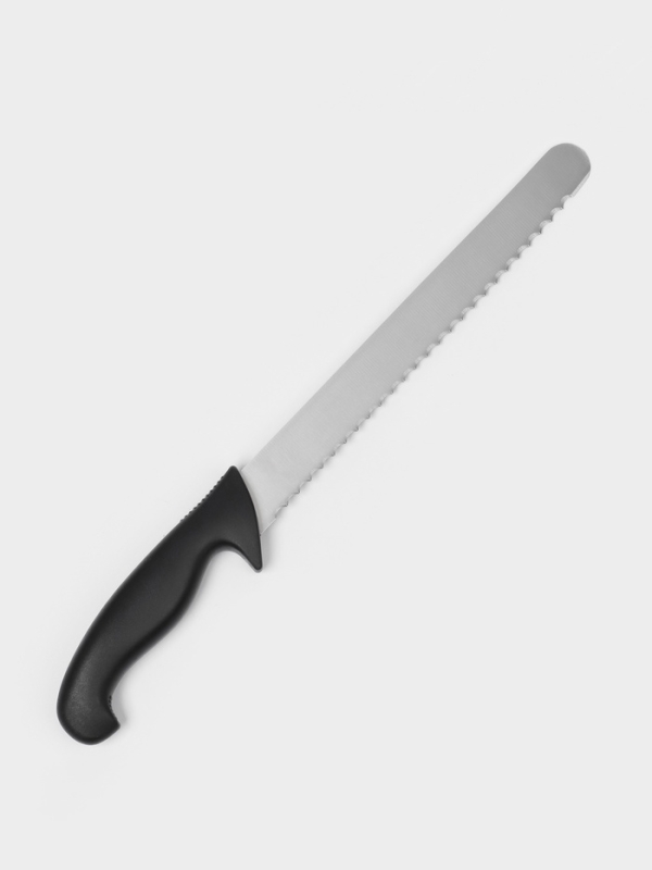 Нож хлебный, лезвие 24.5 см, черная ручка