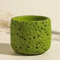 Свеча в вулканическом подсвечнике "Лава" зелёная 8,5х8,5х7,5 см