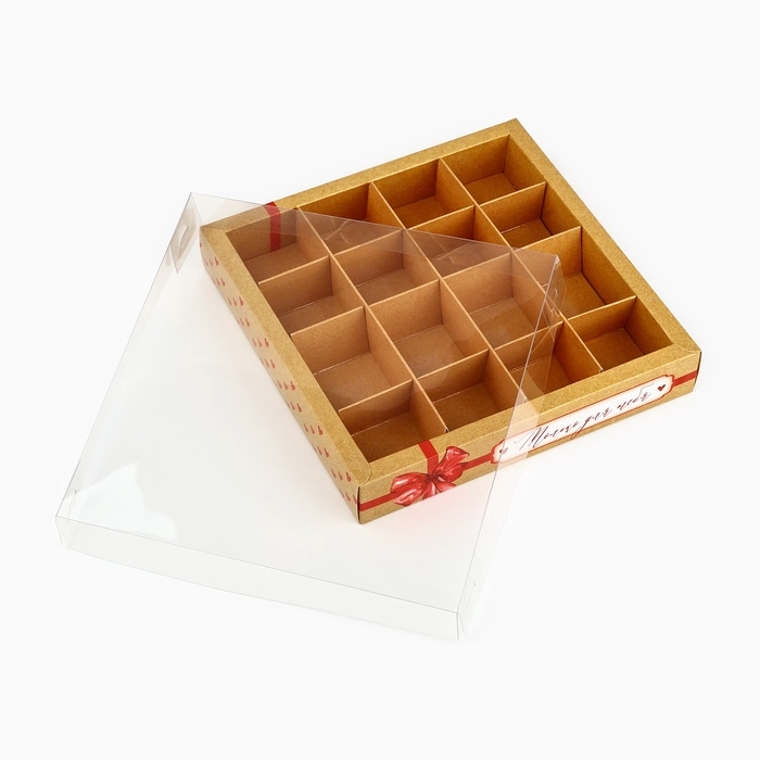 Коробка под 16 конфет с ячейками &laquo;Только для тебя&raquo;, 19 х 19 х 3 см