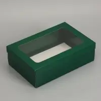 Коробка складная &laquo;Армейский зелёный&raquo;, с окном  30 х  20 х 9 см