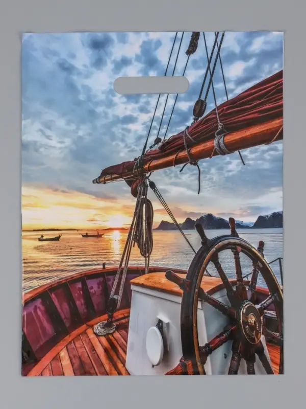 Пакет "Морской закат", полиэтиленовый с вырубной ручкой, 31 х 40 см, 60 мкм