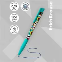 Ручка шариковая автоматическая ErichKrause ColorTouch Ornament, узел 0.7 мм, чернила синие, тонкое письмо, покрытие Soft Touch