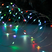 Гирлянда &laquo;Нить&raquo; 10 м роса, IP20, серебристая нить, 100 LED, свечение мульти (RGB), переливы, 12 В