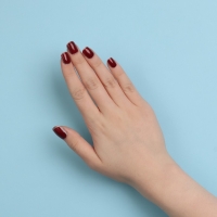 Накладные ногти &laquo;Wine&raquo;, 12 шт, с клеевыми пластинами, форма мягкий квадрат, цвет бордовый/серебристый