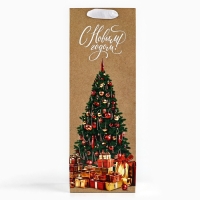 Пакет под бутылку &laquo;Новогодние подарки&raquo;, ёлка, 13 х 36 х 10 см , Новый год