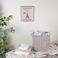 Корзина бельевая текстильная Доляна &laquo;Клетка&raquo;, 30&times;30&times;30 см, цвет серый