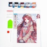 Новогодняя алмазная мозаика с частичным заполнением на холсте &laquo;Новый год. Снежная красавица&raquo;, 20 х 30 см