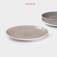 Набор фарфоровых тарелок Доляна &laquo;Палитра&raquo;, 6 предметов: d=19 см, цвет серый