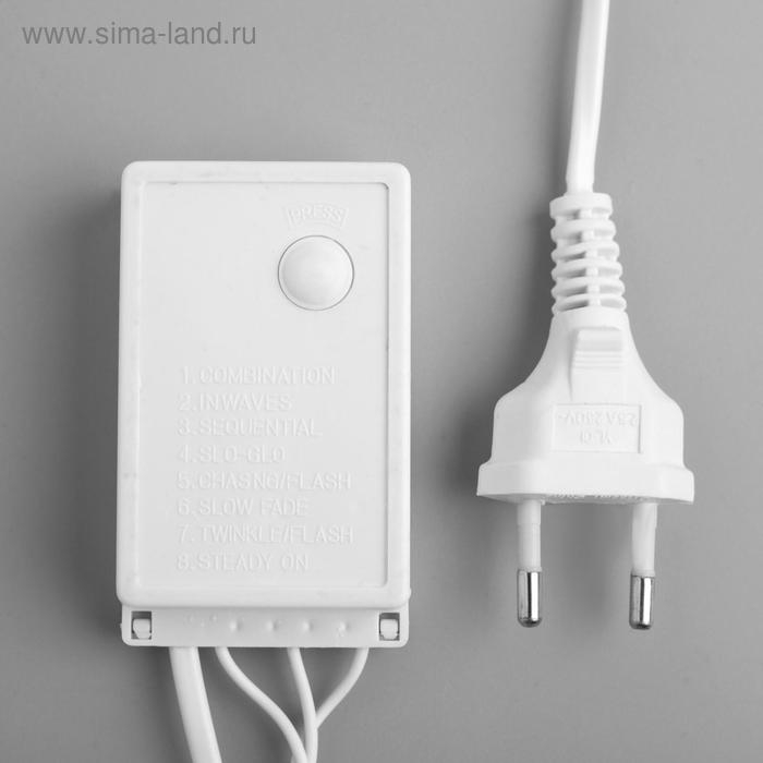 Гирлянда &laquo;Нить&raquo; 10 м, IP44, белая нить, 100 LED, свечение жёлтое, 8 режимов, 220 В