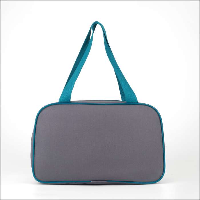 Сумка для обуви на молнии, наружный карман, TEXTURA, цвет серый/бирюзовый