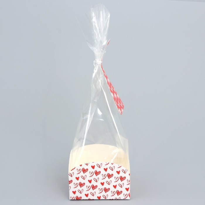 Пакет подарочный с коробкой, упаковка, &laquo;Сердца&raquo;, 9 х 9 х 35 см