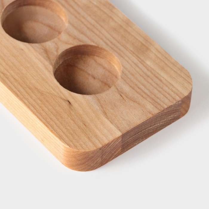 Доска для подачи шотов с ручкой, 45&times;9&times;1,8 см, на 6 рюмок, диаметр ячеек 3,9 см, с пропиткой, берёза