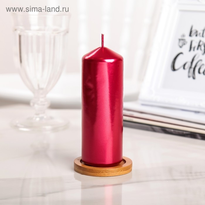 Свеча "Столбик", красный металлик, 5,5&times;15см