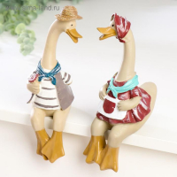 Сувенир полистоун "Гусь с гусыней" набор 2 шт 23х10х6,5 см