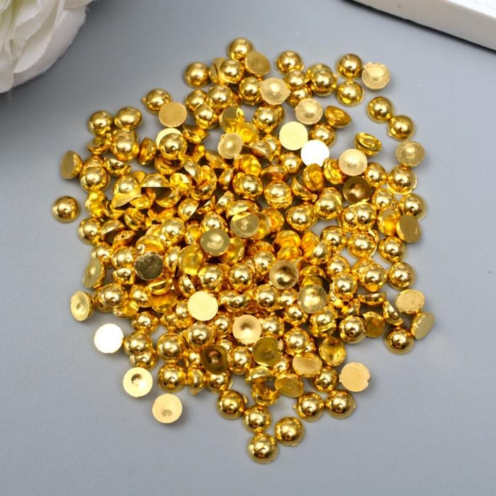 Декор для творчества пластик "Полужемчужина золотистая" набор 250 шт 0,5х0,5х0,3 см