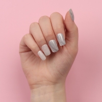 Накладные ногти &laquo;Zebra&raquo;, 24 шт, с клеевыми пластинами, форма мягкий квадрат, цвет белый/серебристый