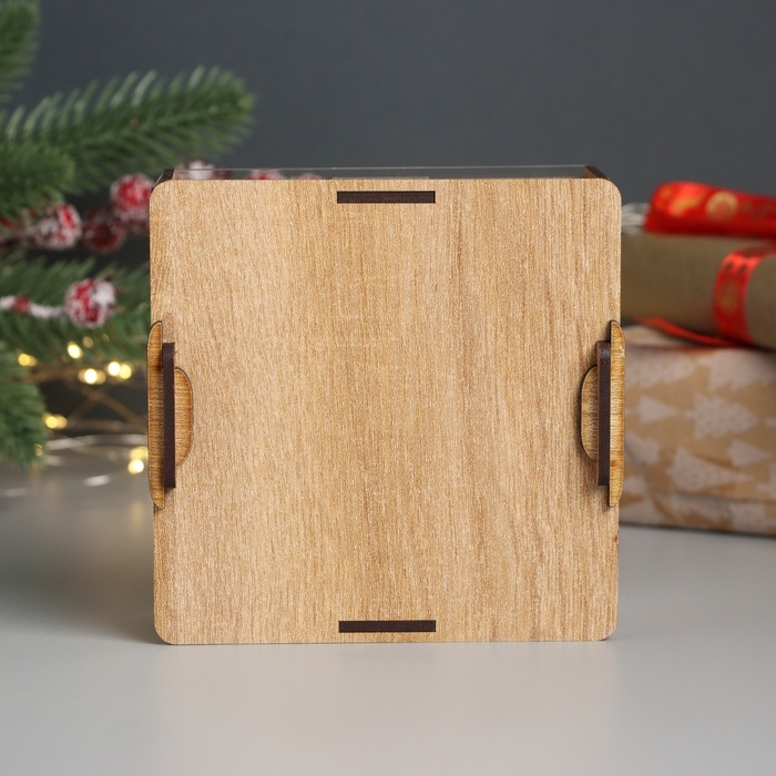 Новогодняя копилка с акрилом "Змея. Новый год" 12х12х4 см