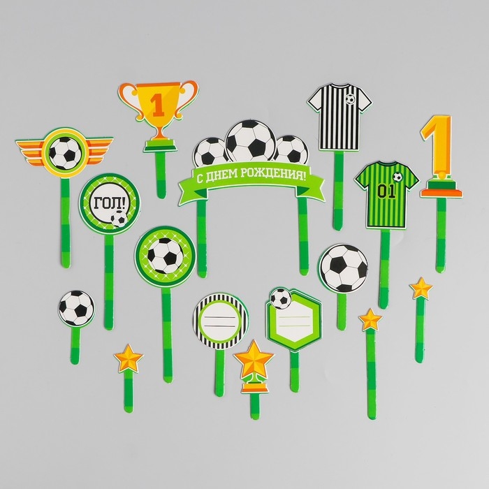 Набор топперов для украшения торта &laquo;С днём рождения, футболист&raquo;
