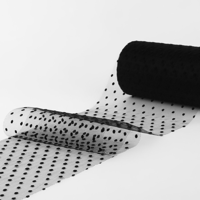 Фатин &laquo;Горох&raquo;, 15 см, 11 &plusmn; 1 г/кв.м, 23 &plusmn; 1 м, цвет чёрный №21