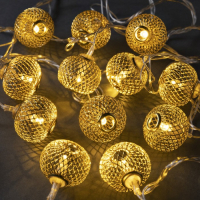 Гирлянда &laquo;Нить&raquo; 4 м с насадками &laquo;Шарик сетка&raquo;, IP20, прозрачная нить, 20 LED, свечение тёплое белое, 8 режимов, 220 В