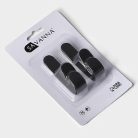 Крючки самоклеющиеся SAVANNA Black Loft, 4 шт, металл, 2,8&times;5,5&times;1,8 см, цвет чёрный