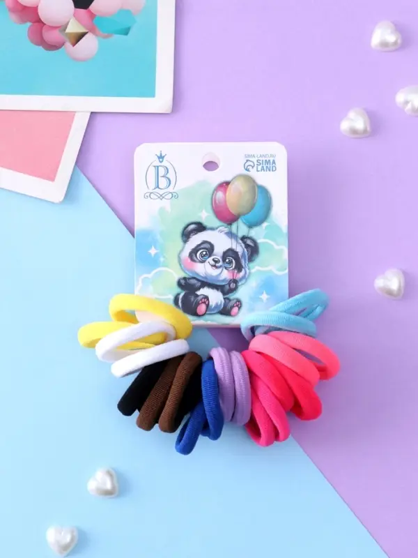 Резинка для волос &laquo;Панда&raquo;, набор 20 шт., шарики, 2.5 см, МИКС