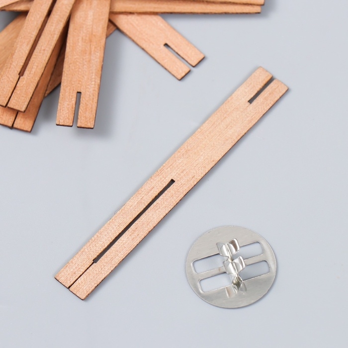 Фитиль с держателем двойной для свечи дерево набор 5 шт 1х8 см