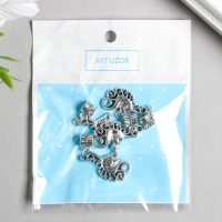 Бейл с подвеской металл для творчества "Голова единорога" серебро набор 4 шт 3,6 см