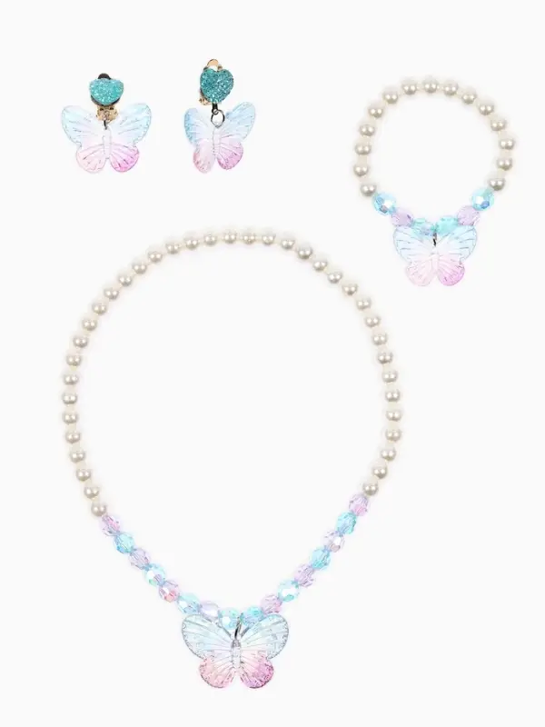 Набор детский &laquo;Выбражулька&raquo; 4 предмета: бусы, браслет d=6 см, клипсы, кольцо, бабочка