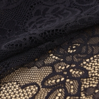 Кружевная эластичная ткань, 190 мм &times; 2,7 &plusmn; 0,5 м, цвет чёрный