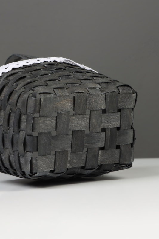 Корзина плетёная, с кружевом, 22&times;17&times;11 см, ручка h=16 см, ива, серая