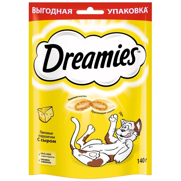 Лакомство Dreamies для кошек, сыр, 140 г