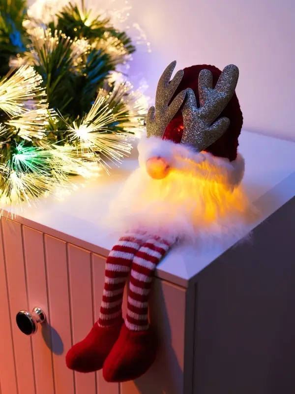 Фигура текстиль &laquo;Гном красная шапочка&raquo; 33 см, 1 LED, от батареек AG13&times;3, свечение тёплое белое