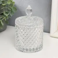 Шкатулка стекло "Цилиндр с ромбиками" прозрачная 14,5х8,5х8,5 см