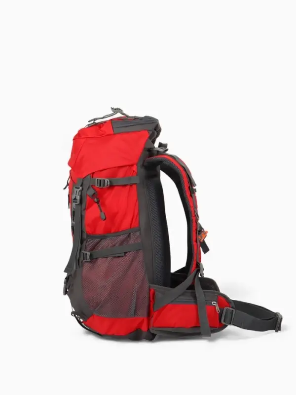 Рюкзак тур 65+5л, 30*20*53, отдел на шнурке, 5нар+2вн кармана, цвет красный