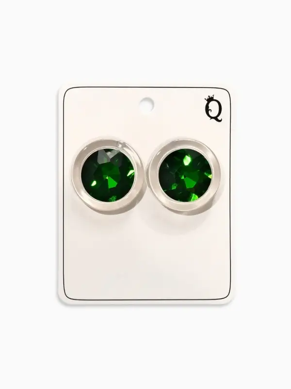 Серьги "Кристалл" круг, цвет прозрачно-зелёный