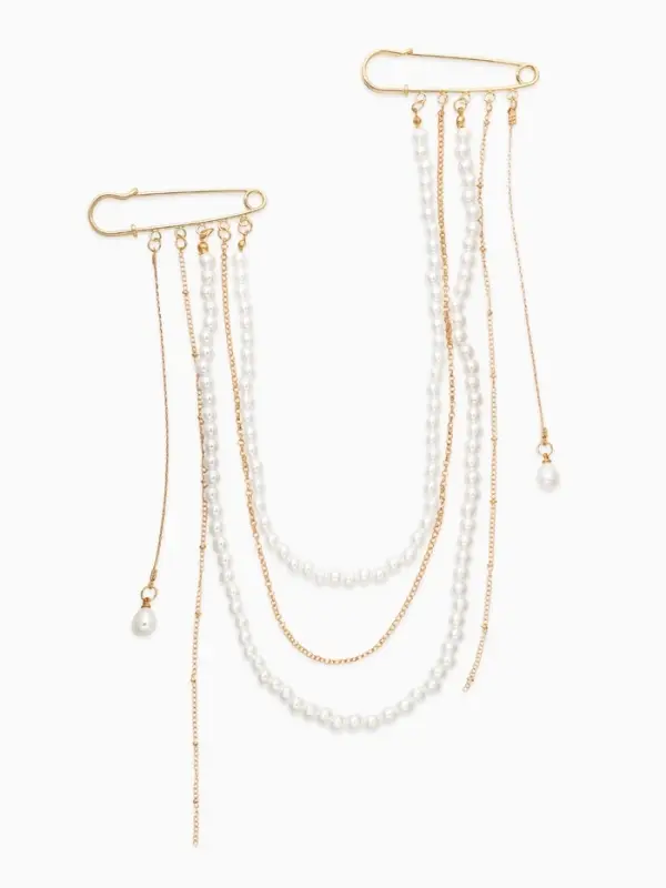 Булавки "Аксельбант", жемчуг, цвет белый в золоте