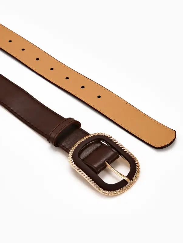 Ремень жен 05-01-07-01, Июнь2507, 3*0,3*110 см, без винта, пряж золото+пласт, 1 прокол корич   10903