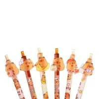 Ручка гелевая-прикол, автоматическая, синий стержень, Капибара МИКС