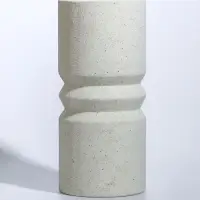 Ваза керамика настольная "Бэрри" прямая кольца, h=24,5 d=11 см, белый