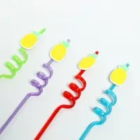 Трубочки для коктейля &laquo;Ананасы&raquo;, набор, 4 шт., цвет МИКС