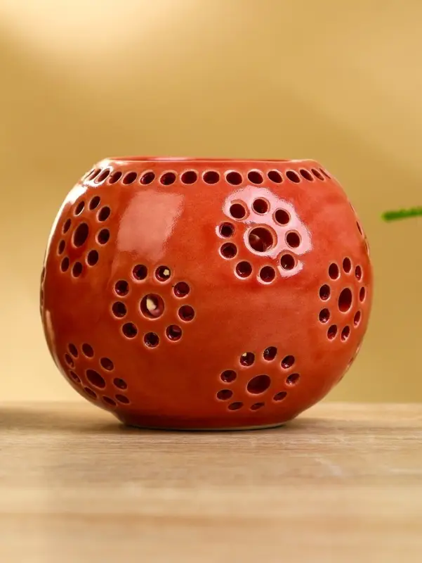 Аромалампа &laquo;Шар&raquo;, 9&times;9&times;7 см, керамика, красная