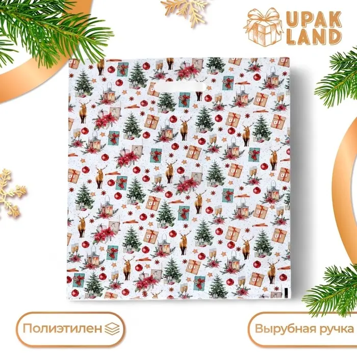 Пакет &laquo;Рождественский вечер&raquo;, полиэтиленовый с вырубной ручкой, 38&times;47 см