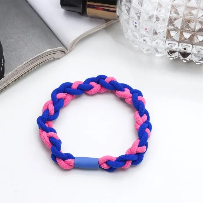 Резинка для волос "Спорт элит" двойное плетение, 5 см, розово-синий