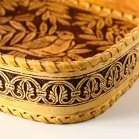 Сухарница "Птички" , 24,5х17,5х4,5см, береста