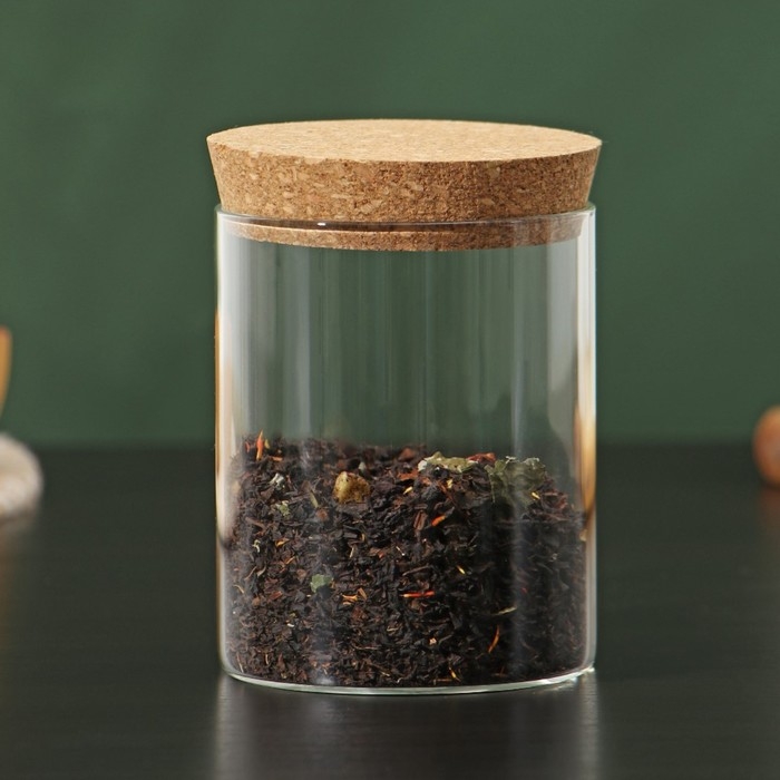 Банка стеклянная для сыпучих продуктов с пробковой крышкой &laquo;Классика&raquo;, 450 мл, 8,5&times;11 см