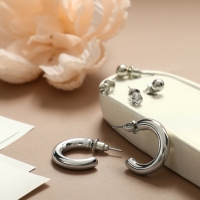 Набор серьги 3 пары &laquo;Классика&raquo; кольца, цвет серебро