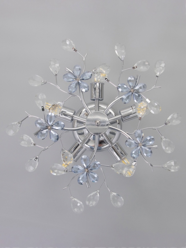 Люстра "Цветы" 5х40Вт Е27 хром 50х50х18см